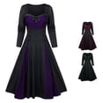thumbnail image 1 of HNMKIU Halloween Clothes Elegant Lace Dress For Halloween Party With Long Sleeves And Flowing Skirt Purple,XL, 1 of 4