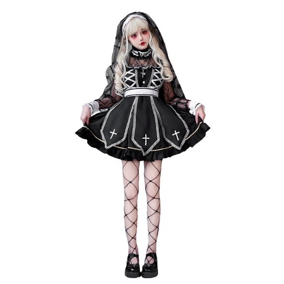 HNMKIU Halloween Clothes Gothic For Halloween Dark Performance Outfit Design Themed Events Black,M
