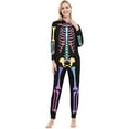thumbnail image 1 of HNMKIU Halloween Family Matching Skeleton Print Hooded Zip-Up -Piece Pajama Jumpsuit For Mom And Child Cozy Cosplay Outfit Set, 1 of 6