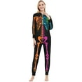 thumbnail image 1 of HNMKIU Halloween Family Matching Skeleton Print Hooded Zip Up for Mom and Kid Cozy Cartoon Animal Pajama Jumpsuit, 1 of 6