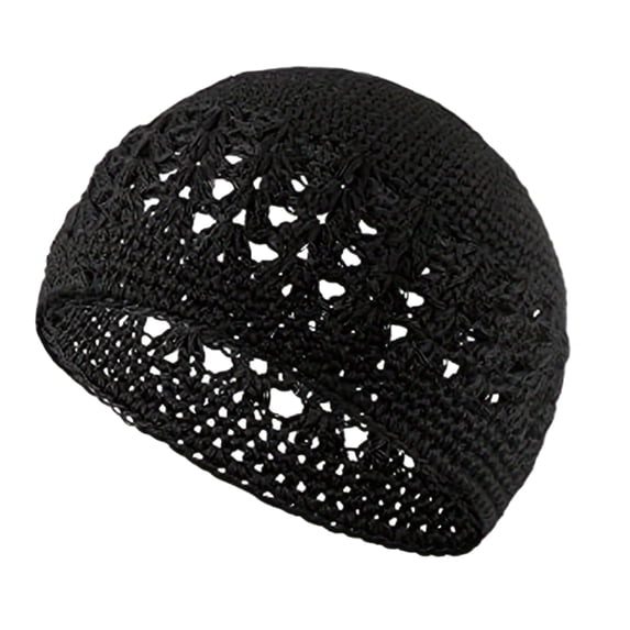 HNMKIU Hand Crocheted Bucket Hat Breathable Openwork Knit Summer Sun Beach Cap for Women Men Black,One Size