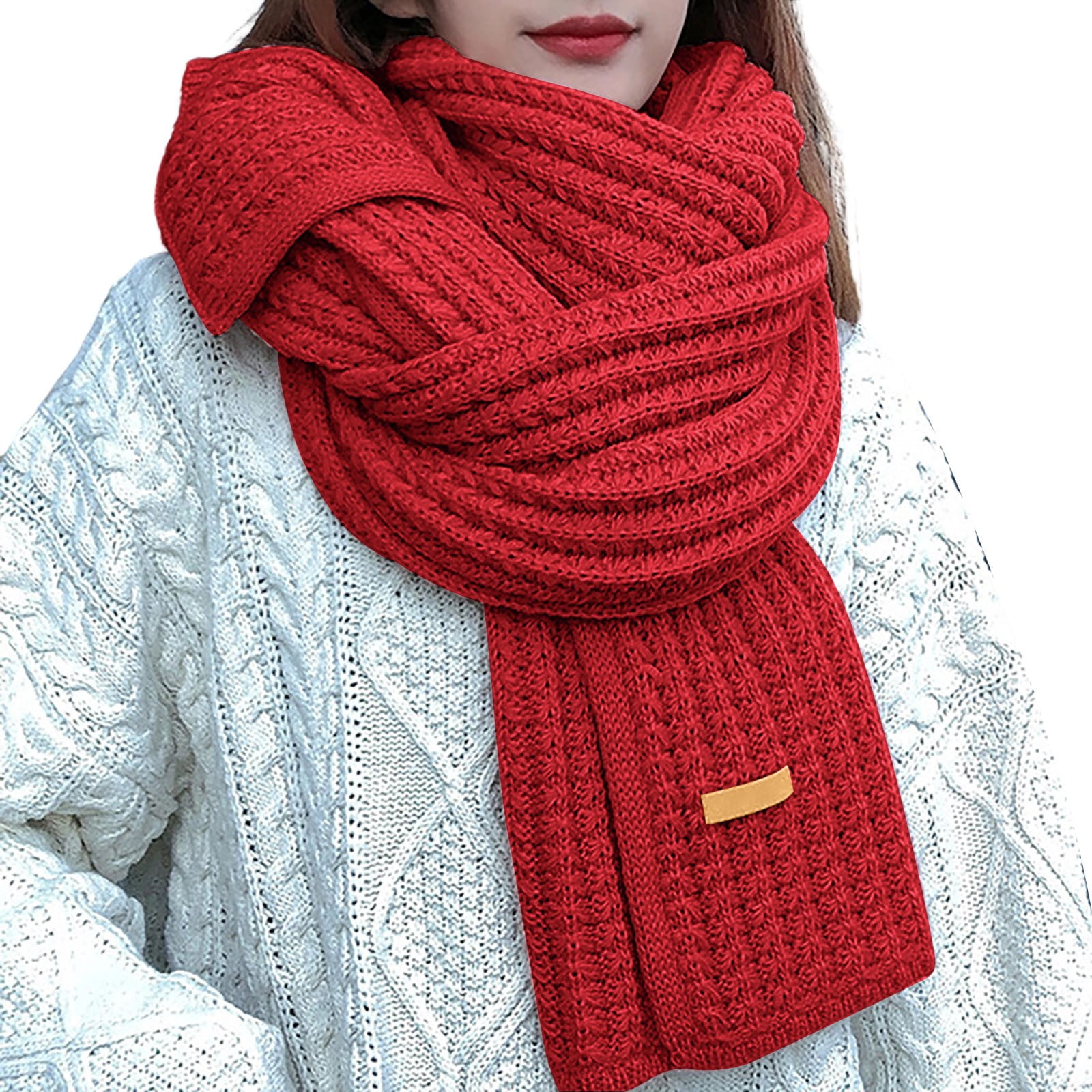 HNMKIU Hand Knitted winter scarf for women Soft Warm Oversized Wrap ...