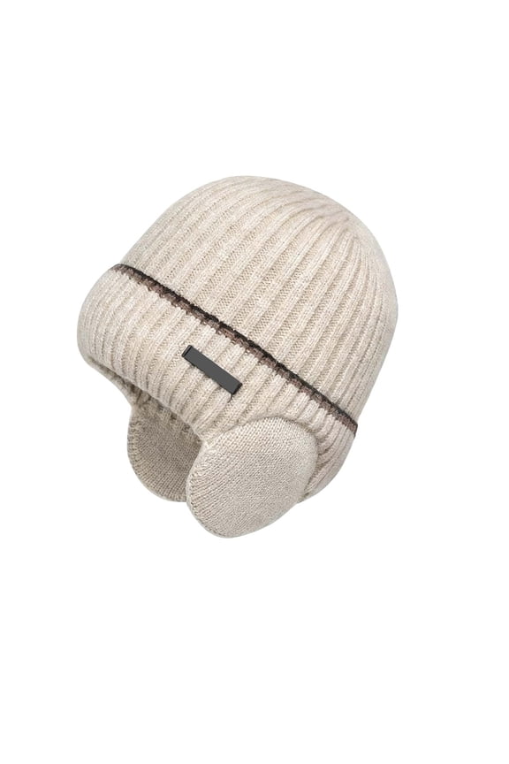 Hat Shielded Knit Winter Cap with Ear for Casual Outdoor Wear Warm Seasonal Headgear for Everyday Comfort Beige,One Size