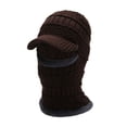 thumbnail image 1 of HNMKIU Hats Autumn And Winter Outdoor Warmth Covering Face Riding Neck Integrated Pullover Hat Knitted Hat Brown,One Size, 1 of 2