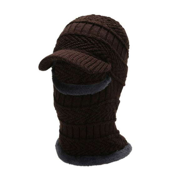 HNMKIU Hats Autumn And Winter Outdoor Warmth Covering Face Riding Neck Integrated Pullover Hat Knitted Hat Brown,One Size