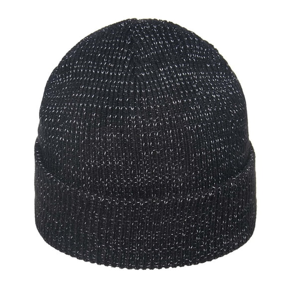 HNMKIU Hats Winter Hat For Men Reflective Yarn Knit Cap Soft And Warm Fold Up Daily Caps Black,M