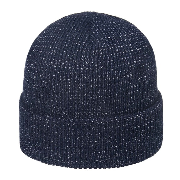 HNMKIU Hats Winter Hat For Men Reflective Yarn Knit Cap Soft And Warm Fold Up Daily Caps Navy,M