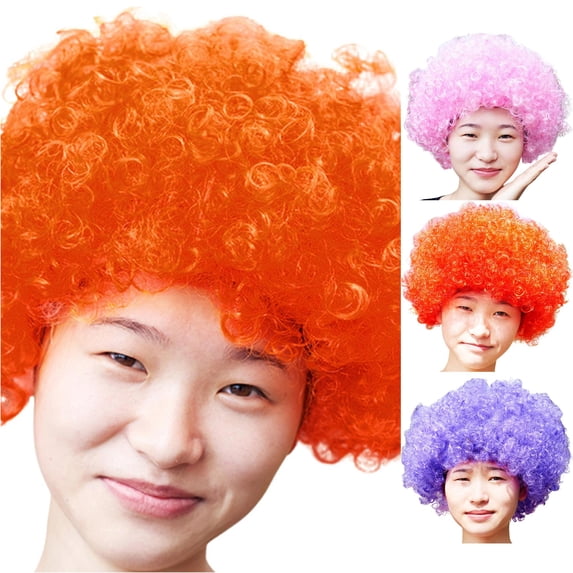 HNMKIU Halloween Heardband Afro Wig Carnival Party Dress Funny Wacky Fans Headband Orange,One Size