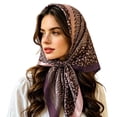 thumbnail image 1 of HNMKIU Heardband Elegant Summer Hair Turban Headband Silk Satin Square Scarf Lightweight Stylish Daily Wear Travel Accessory For Women Coffee,One Size, 1 of 7