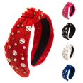 thumbnail image 1 of HNMKIU Heardband Women Baseball Knot Headband Sports Team Game Day Pearl Stylish Shiny Accessories Red,One Size, 1 of 3