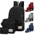 thumbnail image 1 of HNMKIU High School Student Backpack for Boys Girls Three Piece Set Computer Business Bag Shoulder Casual Matching Daily ,Black, 1 of 7