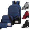 thumbnail image 1 of HNMKIU High School Student Backpack for Boys Girls Three Piece Set Computer Business Bag Shoulder Casual Matching Daily ,Blue, 1 of 9