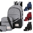 thumbnail image 1 of HNMKIU High School Student Backpack for Boys Girls Three Piece Set Computer Business Bag Shoulder Casual Matching Daily ,Grey, 1 of 8