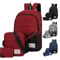 thumbnail image 1 of HNMKIU High School Student Backpack for Boys Girls Three Piece Set Computer Business Bag Shoulder Casual Matching Daily ,Red, 1 of 9
