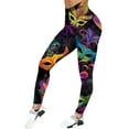 thumbnail image 1 of HNMKIU High Waisted Leggings for Women Carnival Colorful Feather Print Casual Workout Tight Lifting Yoga Pants Z02_Black,M, 1 of 4