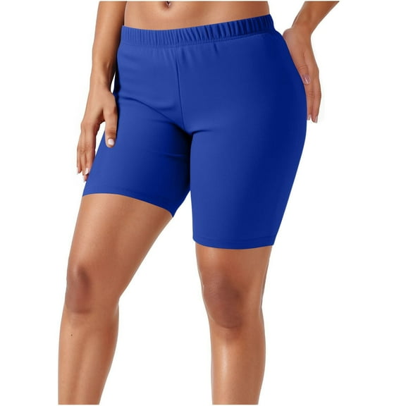 HNMKIU High Waisted Yoga Capri Leggings for Women Plus Size with Pockets Workout Black Leggings Blue-3，L