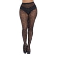 thumbnail image 1 of HNMKIU Jacquard Mesh Patterned Women's Pantyhose Extra Large Size Long Sleeve Sheer Tights for Black,One Size, 1 of 8