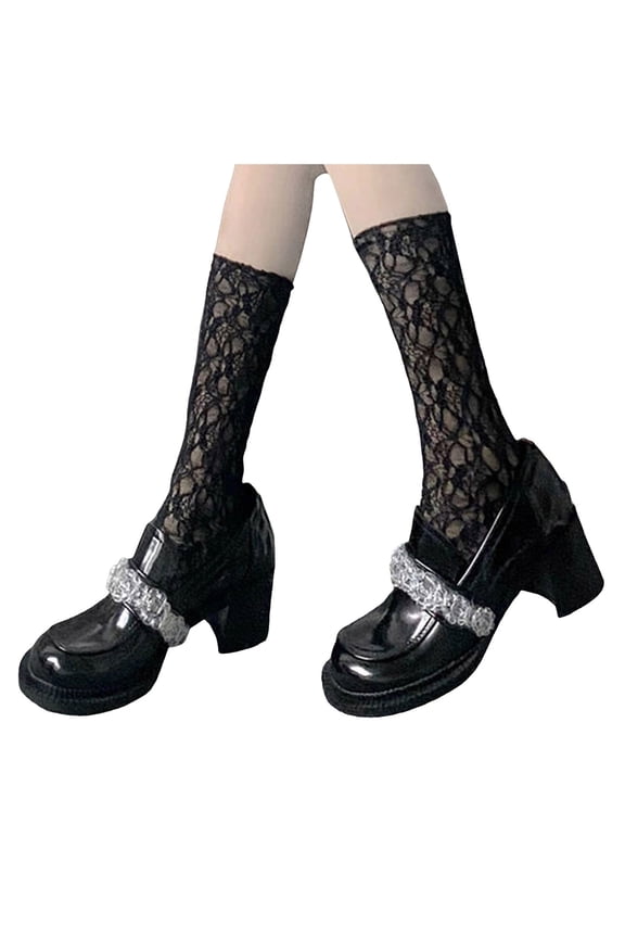 Japanese Gothic Knitted Leg Warmers Winter Knee High Socks Ankle Gaiters Fashion Footwear Black,One Size