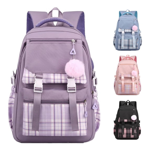 HNMKIU Kids Backpack For Girls Stylish Minimalist Laptop School Bag Lightweight Bookbag With Multiple Pockets For Students ,Purple