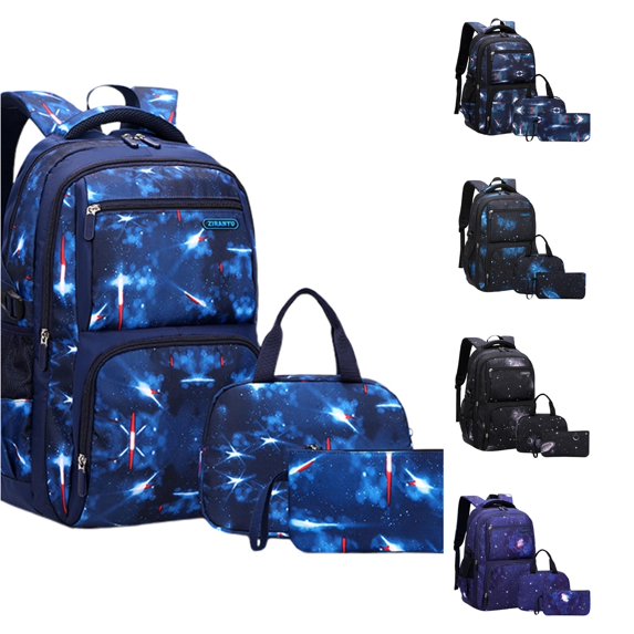 HNMKIU Kids Backpack Set Boys Girls School Bookbag Pencil Lunch Bag Lightweight Student Backpack Children ,Blue
