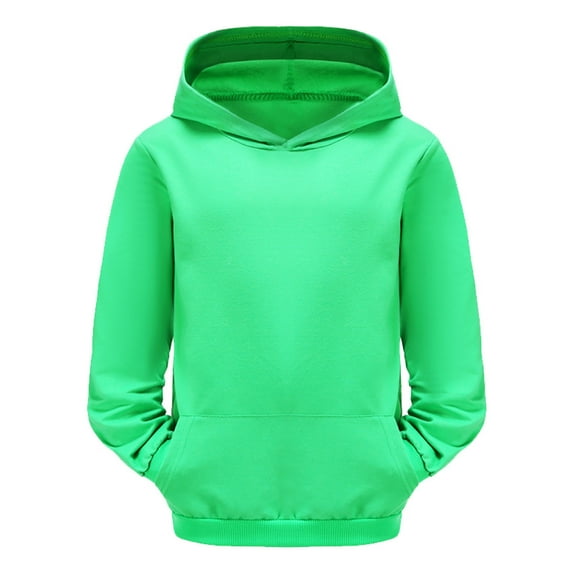HNMKIU Kids Big Children Long Sleeve Solid Color Hooded Pullover Sweatshirt Comfort Top Hoodies for Teens Green-a,9-10 Years