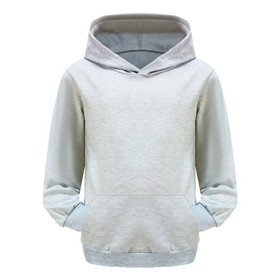 HNMKIU Kids Big Children Long Sleeve Solid Color Hooded Pullover Sweatshirt Comfort Top Hoodies for Teens Grey-a,2-3 Years