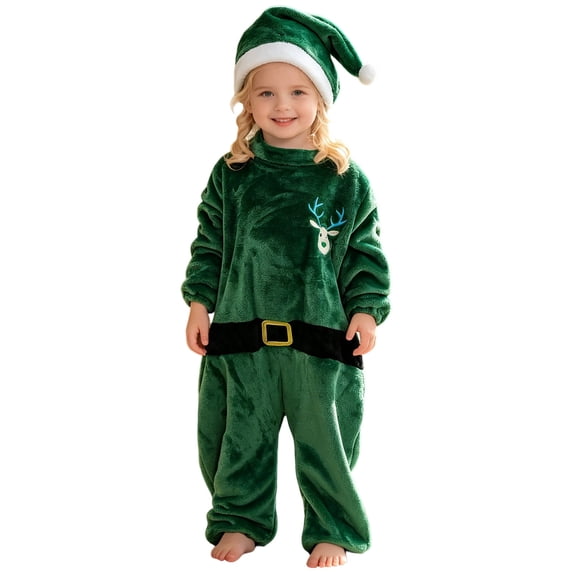 HNMKIU Kids Christmas Bodysuit Boys Girls Long Sleeve Cartoon Prints Romper Jumpsuit Clothes Christmas Outfit Green - 2-3 Years
