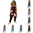 thumbnail image 1 of HNMKIU Kids Christmas Jumpsuit Toddler Baby Girl Christmas Prints Jumpsuit Sleeveless Romper Outfits Pants Clothes Christmas Outfit Red - 7-8Years, 1 of 5