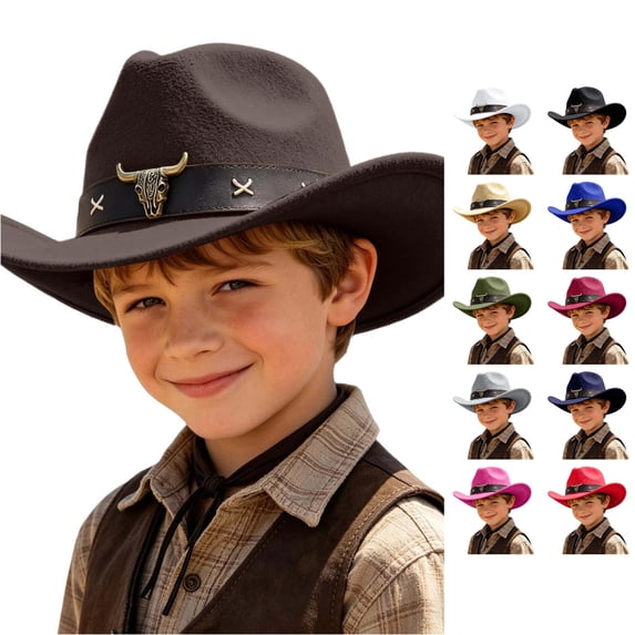 HNMKIU Kids Cowboy Hat Playful Western Style Fedora Hat For Little Boys And Girls Outdoor Party Casual Sun Protection