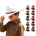 thumbnail image 1 of HNMKIU Kids Cowboy Hat Solid Color Fedora for Boys Girls Casual Daily Western Style Summer Sun Protection, 1 of 4