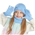thumbnail image 1 of HNMKIU Kids Gloves Children Hat Scarf and Glove Set Fashionable Outdoor Baby Warm Three Piece Set Solid Color for Winter Season 01_Sky Blue,One Size, 1 of 6