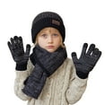 thumbnail image 1 of HNMKIU Kids Gloves Winter 4 to 10 Years Old Children Winter Hat Scarf and Gloves Three Piece Set Outdoor Warm and Knitted Hat for Cold Weather 02_Black,One Size, 1 of 4