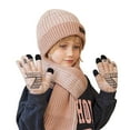 thumbnail image 1 of HNMKIU Kids Gloves Winter 4 to 10 Years Old Children Winter Hat Scarf and Gloves Three Piece Set Outdoor Warm and Knitted Hat for Cold Weather 02_Pink,One Size, 1 of 6