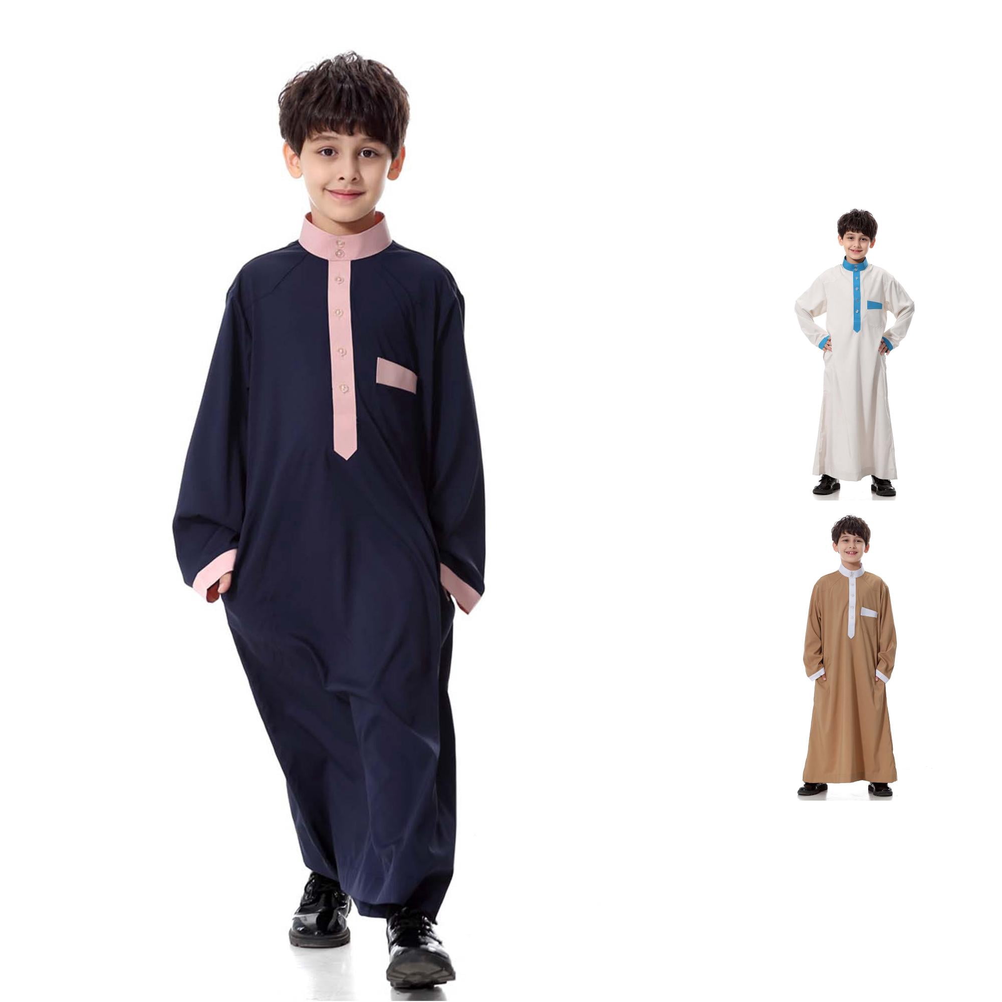 HNMKIU Kids Jacket Arabic Thobe Kaftan Long Sleeve Crew National ...