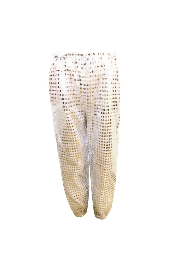 Kids Sequins Loose Jazz Hop Street Dance Pants Harem Trousers Dancewear For Boys Girls Performance Pants With Cheerleader Casual Straight Pants For Children Silver,5-6 Years