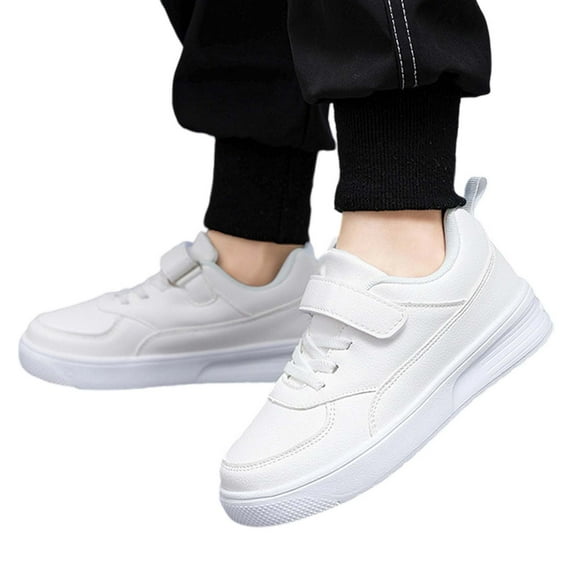 HNMKIU Kids Sneakers Non- Leather Lightweight Sports for School 4-14Y White,3.5