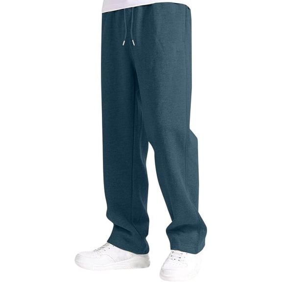 HNMKIU Kids Solid Color Wide Leg Sweatpants for Boys and Girls with Drawstring Waistband and Side Pockets Casual Pants for Boys High Waisted Joggers Z03_Blue,120