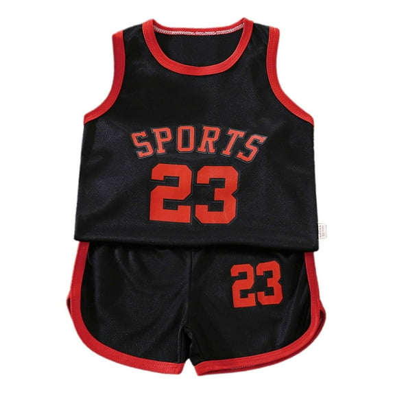 HNMKIU Kids Summer Basketball Set For Boys And Girls Mesh Tank Top And Shorts Lightweight Sportswear Outfit For Toddlers Youth Play Black,8-9 Years