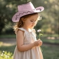 thumbnail image 1 of HNMKIU Kids Summer Western Cowboy Hat Wide Brim Travel Sun Hat for Children Casual Fashion Design Light Pink,One Size, 1 of 3