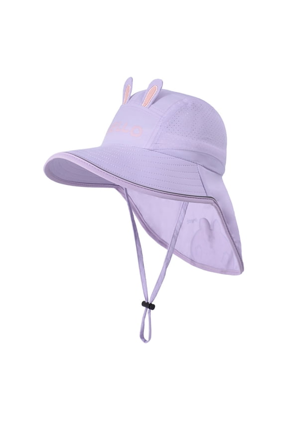 Kids Sun Hat With Neck Wide Brim Outdoor Summer Adjustable Tie Cap For Boys Girls Age 3 10 Purple,3-10 Years