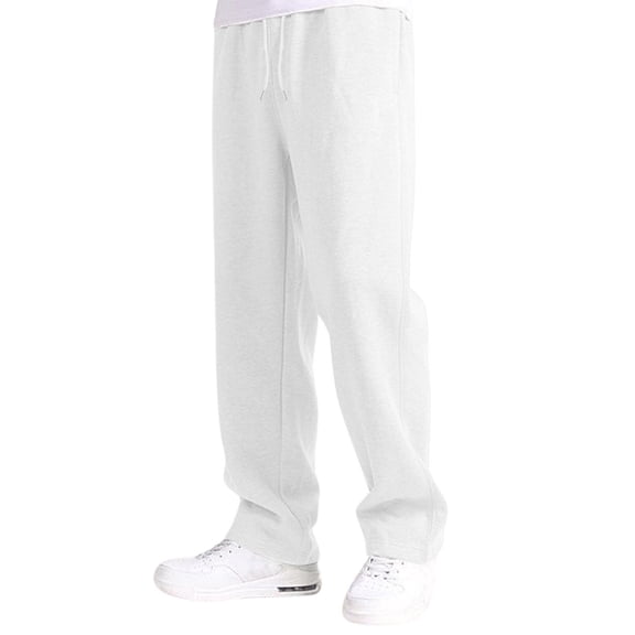 HNMKIU Kids Sweatpants Boys Girls Baggy Straight Leg Open Bottom Casual Pants Elastic Waist Athletic Joggers with Pockets White,13-14 Years