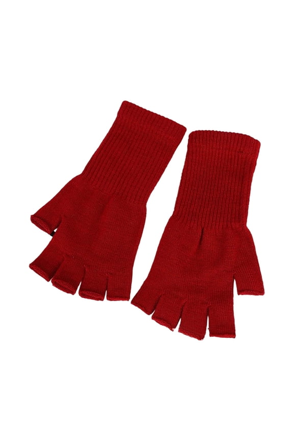 Kids Thermal Acrylic Gloves Long Sleeve Half Finger Design Warm Winter Mittens for Outdoor Play RD2,One Size