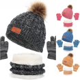 thumbnail image 1 of HNMKIU Kids Winter Hat Scarf Set Cozy Knitted Three-Piece Outdoor Playsuit for Toddlers Baby Boys Girls Warm Fashion Accessory Black - M, 1 of 3