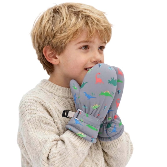 HNMKIU Kids Thermal Insulated Winter Mittens For Outdoor Cold Weather Play And Activities Grey,8cm/3.15''