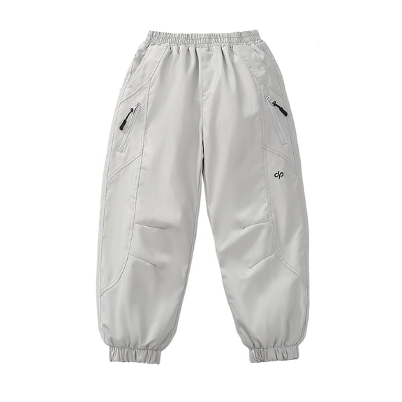 HNMKIU Kids Winter Warm Lined Cargo Pants Outdoor Hiking Kids Rain Pants Windproof Sports Trousers for Boys Girls Thickened Thermal 01_Beige,Girls_6-7 Years
