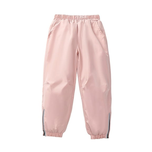 HNMKIU Kids Winter Warm Lined Cargo Pants Outdoor Hiking Kids Rain Pants Windproof Sports Trousers for Boys Girls Thickened Thermal 03_Pink,Girls_4-5 Years