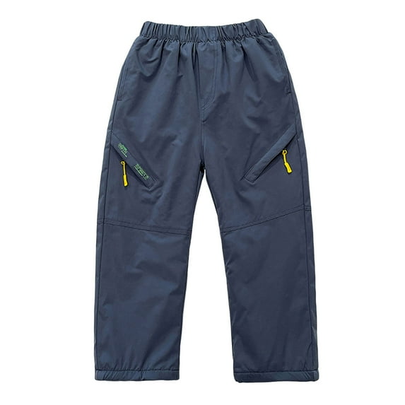 HNMKIU Kids Winter Warm Lined Cargo Pants Outdoor Hiking Kids Rain Pants Windproof Sports Trousers for Boys Girls Thickened Thermal 08_Grey,Boys_10-11 Years