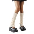 thumbnail image 1 of HNMKIU Knit Lace Ruched Socks for Women Solid Color Elegant Stockings Fashion Beige,One Size, 1 of 5