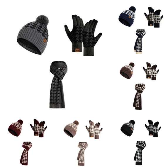 HNMKIU Knitted Scarf Hat Winter Warm Soft Textured Cold Weather Fashion Accessory Set Dark Gray - One Size