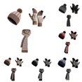 thumbnail image 1 of HNMKIU Knitted Scarf Hat Winter Warm Soft Textured Cold Weather Fashion Accessory Set Khaki - One Size, 1 of 4